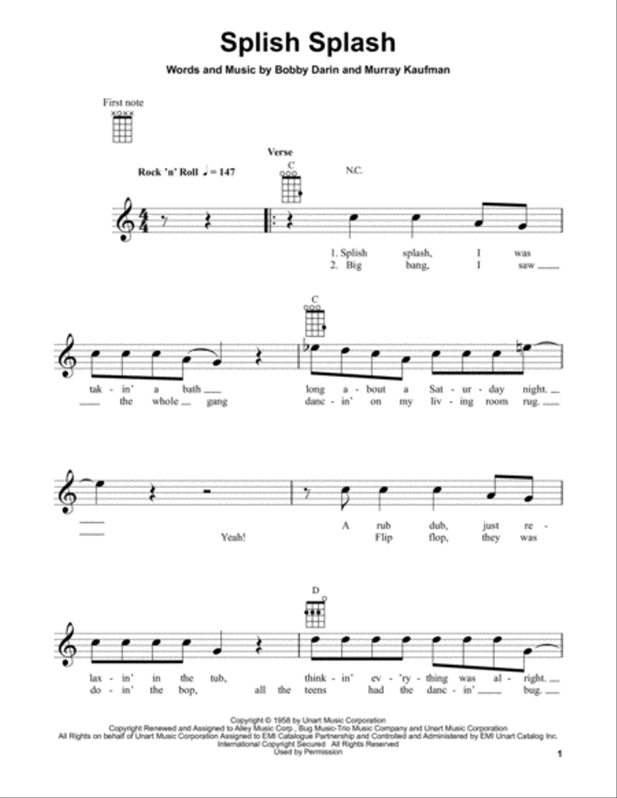 Splish Splash Ukulele scores gallery preview page 1