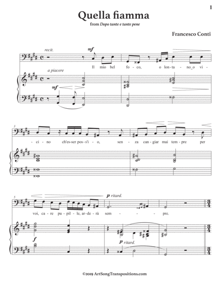 CONTI: Quella fiamma (transposed to C-sharp minor, bass clef)