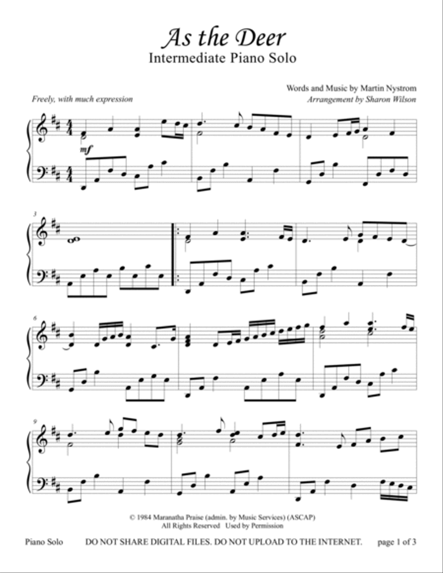 As The Deer Piano Solo scores gallery preview page 3
