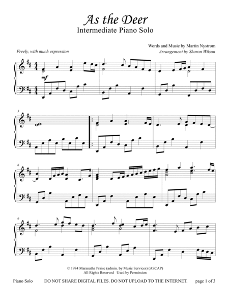 As The Deer by Martin Nystrom Piano Solo - Digital Sheet Music