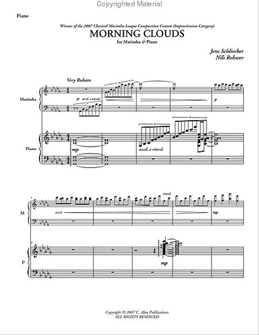 Morning Clouds (score & 1 part) Piano Accompaniment scores gallery preview page 2