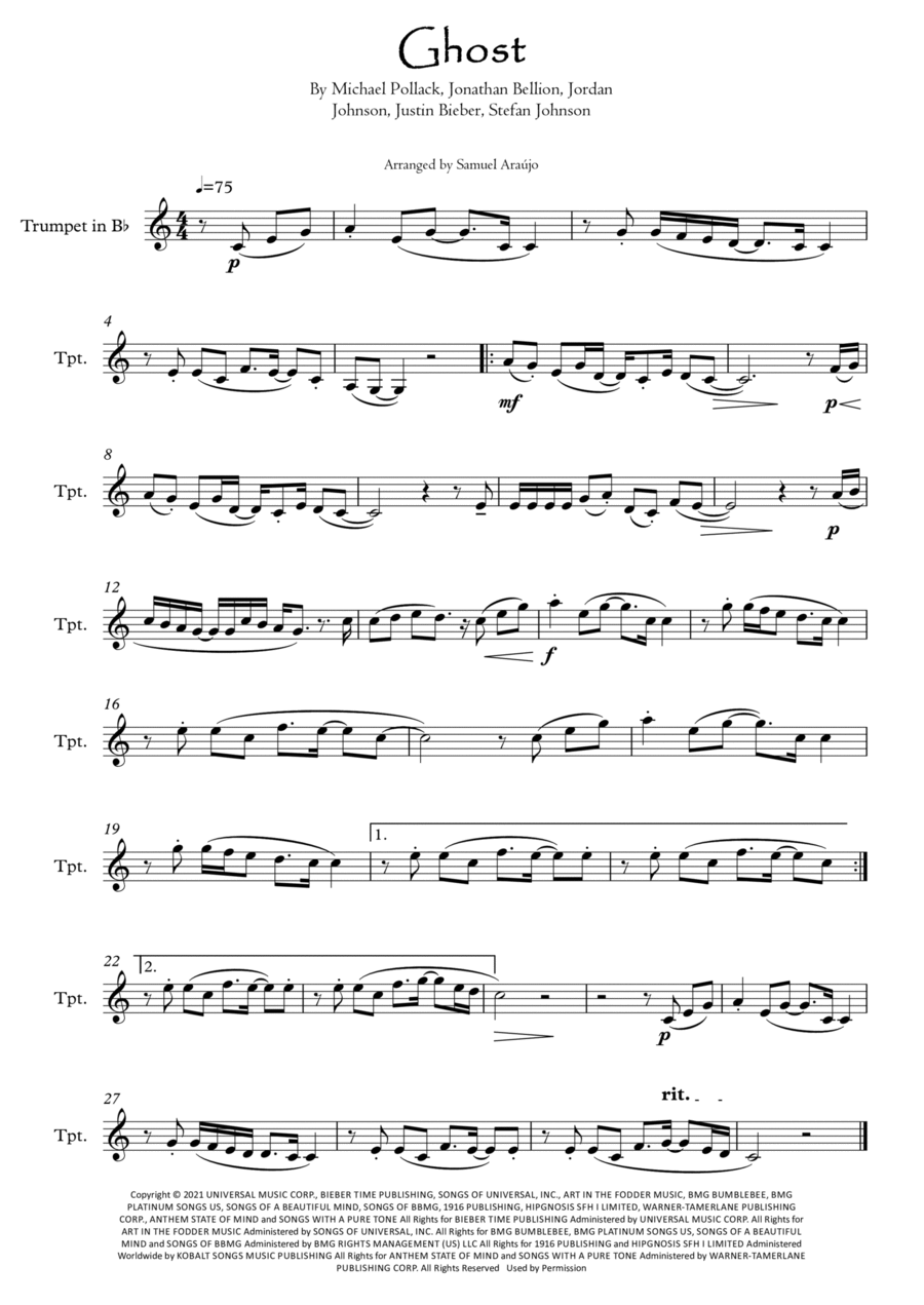 Ghost B-Flat Trumpet scores gallery preview page 1
