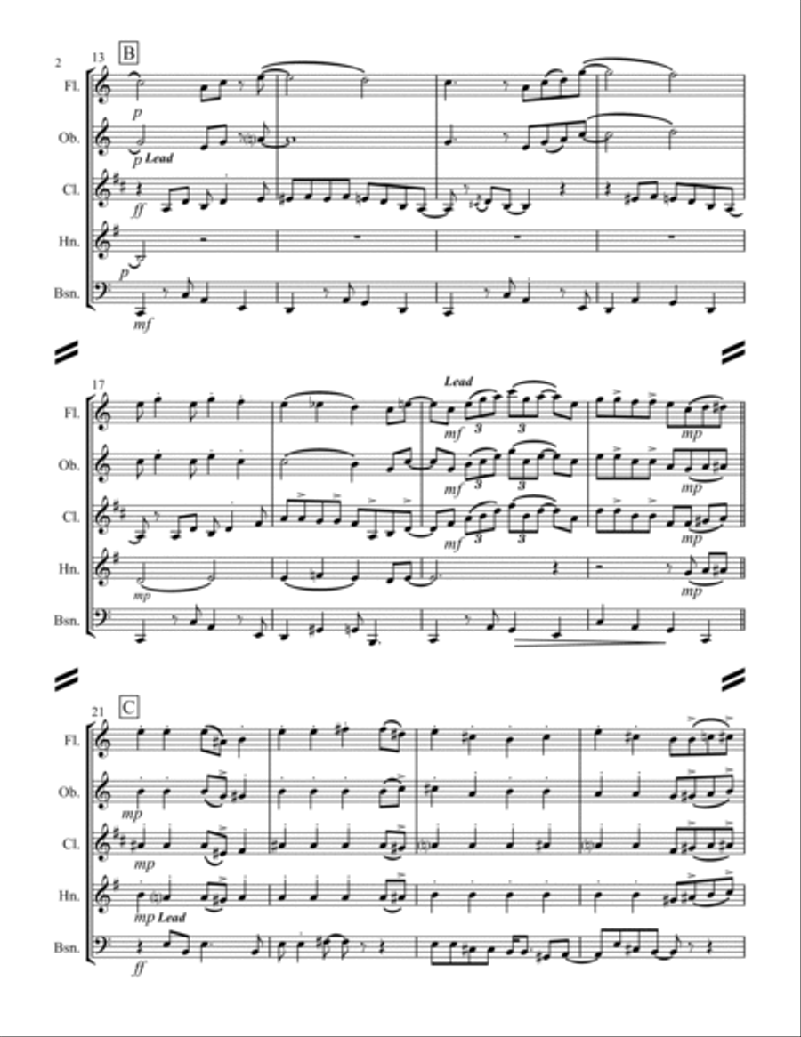 Santa Baby Woodwind Quintet scores gallery preview page 3