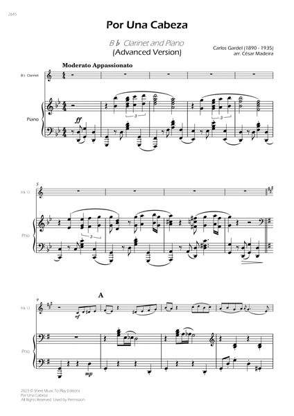 Por Una Cabeza - Bb Clarinet and Piano - Advanced (Full Score) image number null