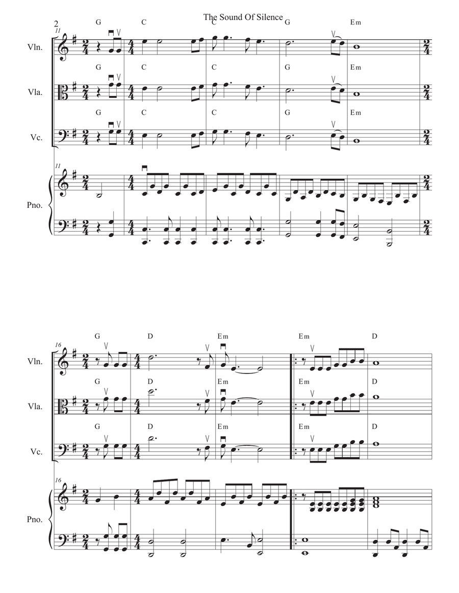 The Sound Of Silence The Sound Of Silence String Quartet scores gallery preview page 2