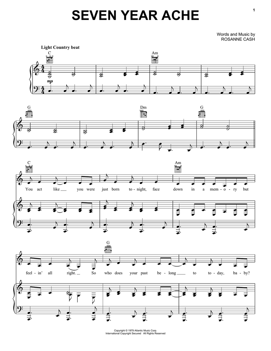 Seven Year Ache Acoustic Guitar scores gallery preview page 1