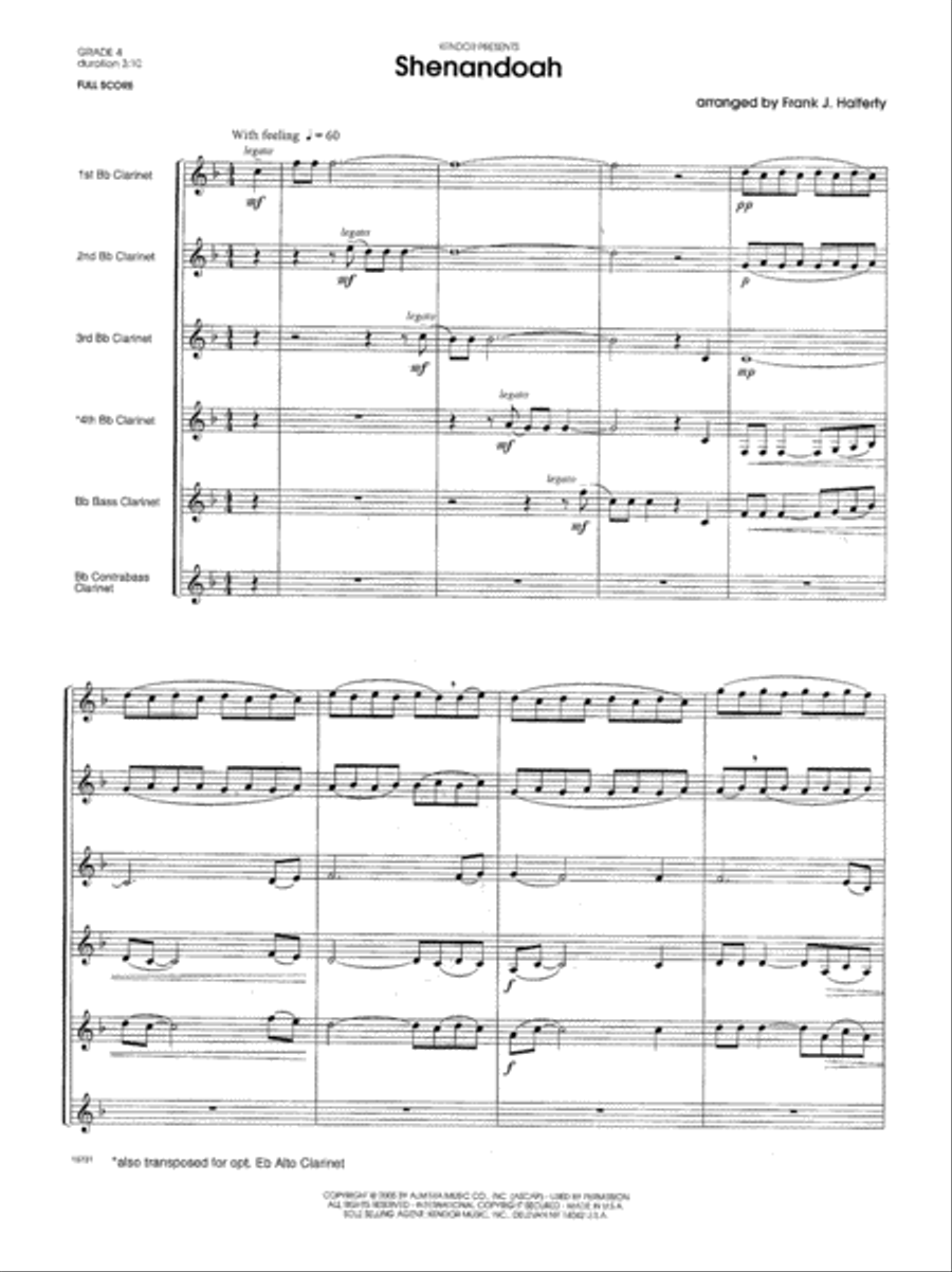Shenandoah B-Flat Clarinet scores gallery preview page 2