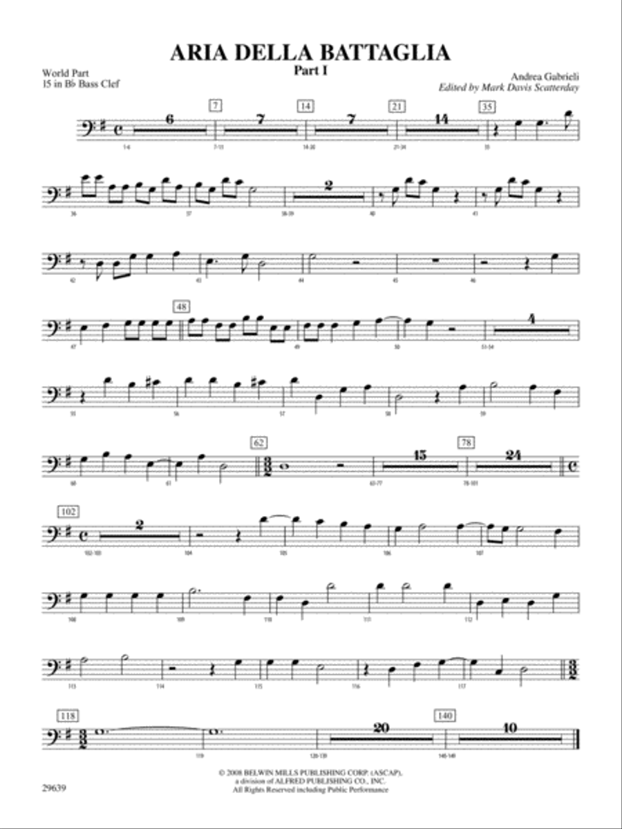 Aria Della Battaglia: (World Part) 15 in Bb Bass Clef Concert Band scores gallery preview page 1