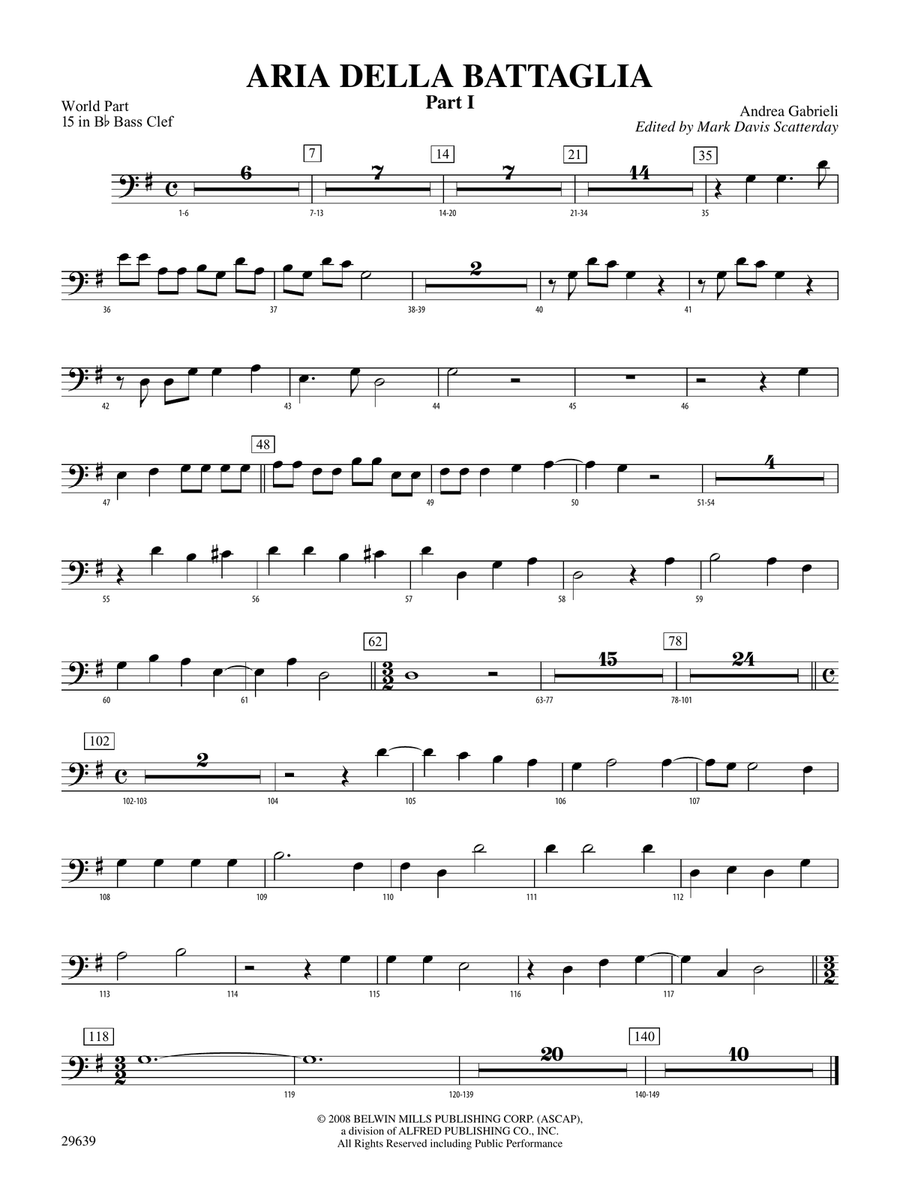Aria Della Battaglia: (World Part) 15 in Bb Bass Clef