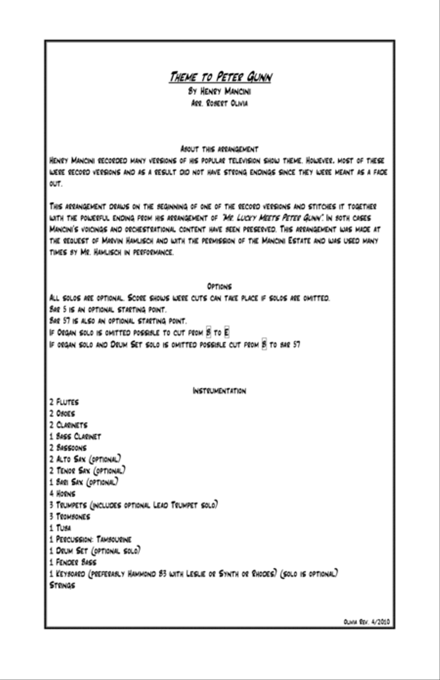 Peter Gunn Full Orchestra scores gallery preview page 2