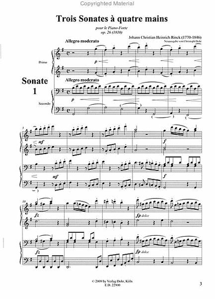 Trois Sonates à quatre mains pour le Piano-Forte op. 26 (1810)