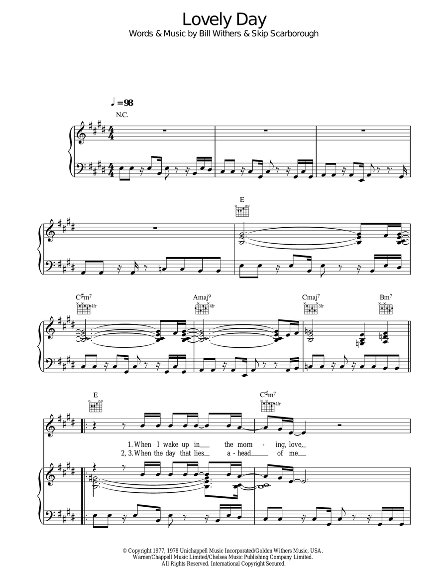 Lovely Day Acoustic Guitar scores gallery preview page 1