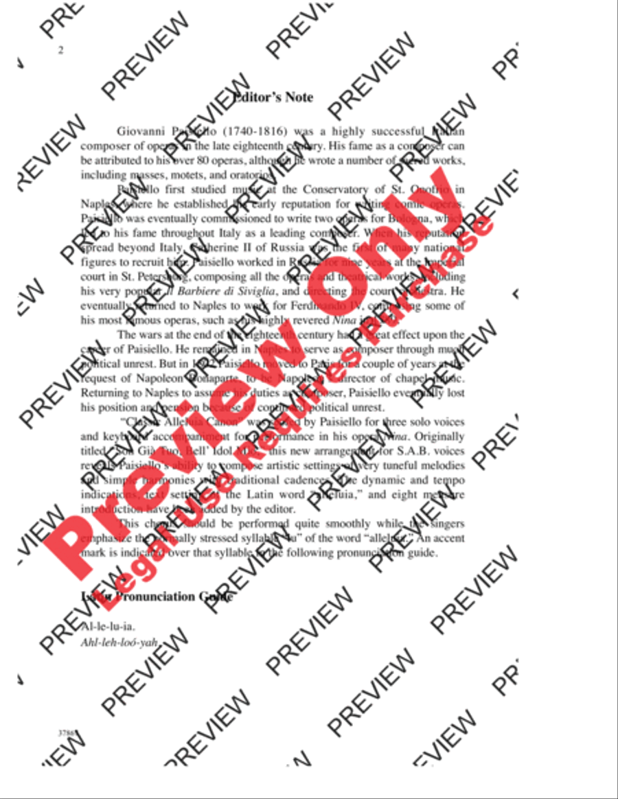 Classic Alleluia Canon 3-Part scores gallery preview page 2