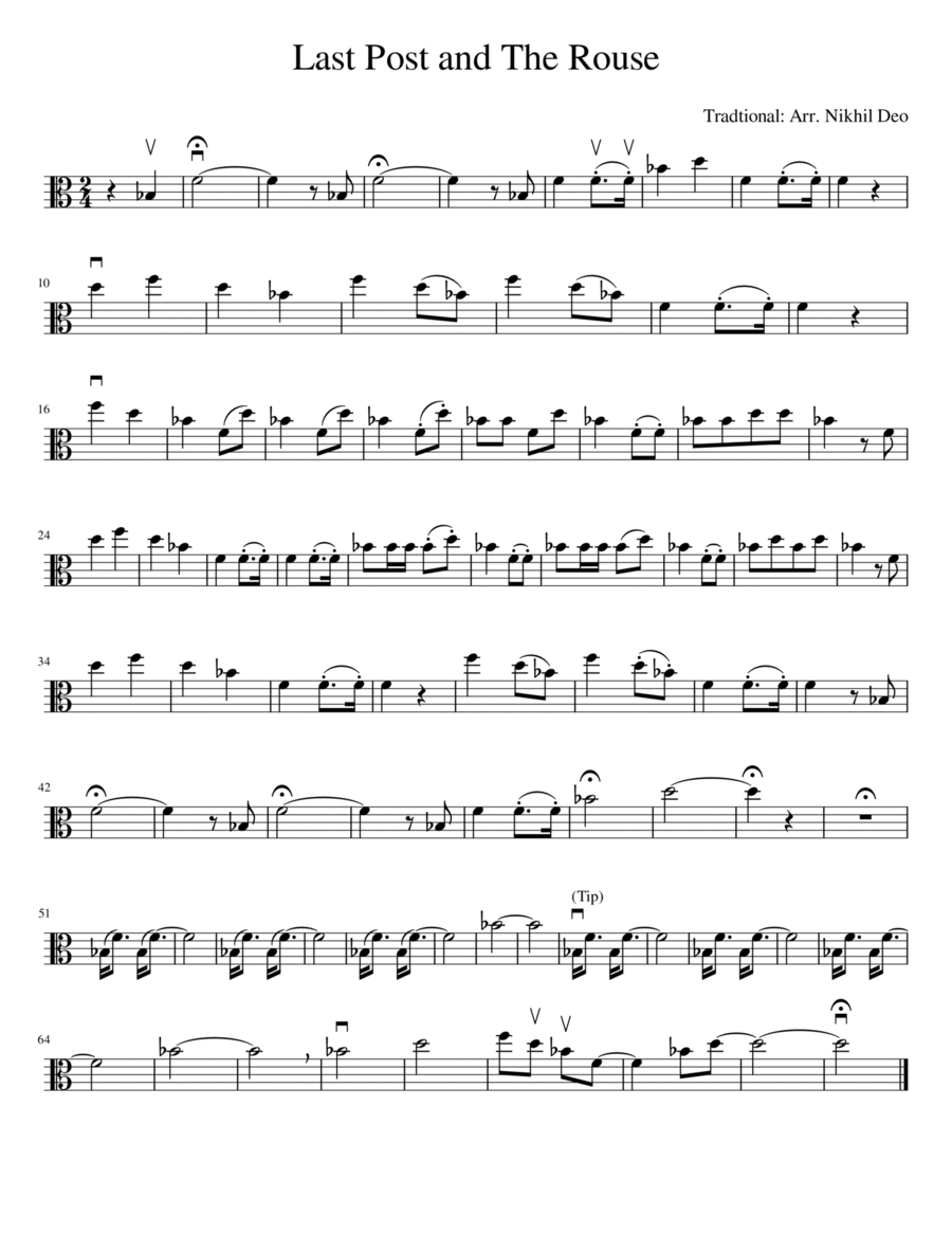 The Last Post and The Rouse - For Viola Viola Solo scores gallery preview page 1