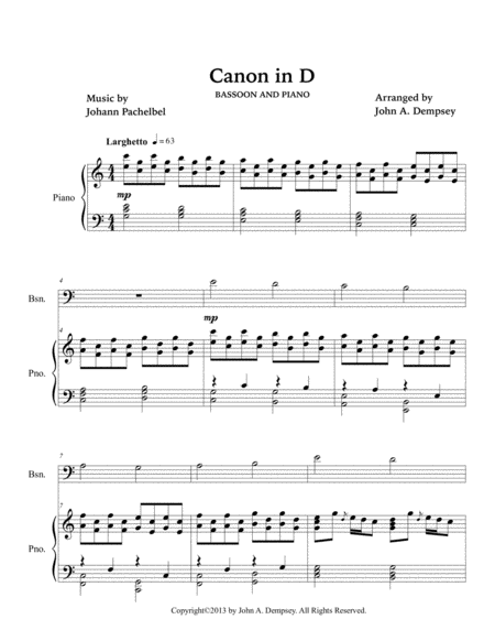 Canon in D (in C major): Bassoon and Piano image number null