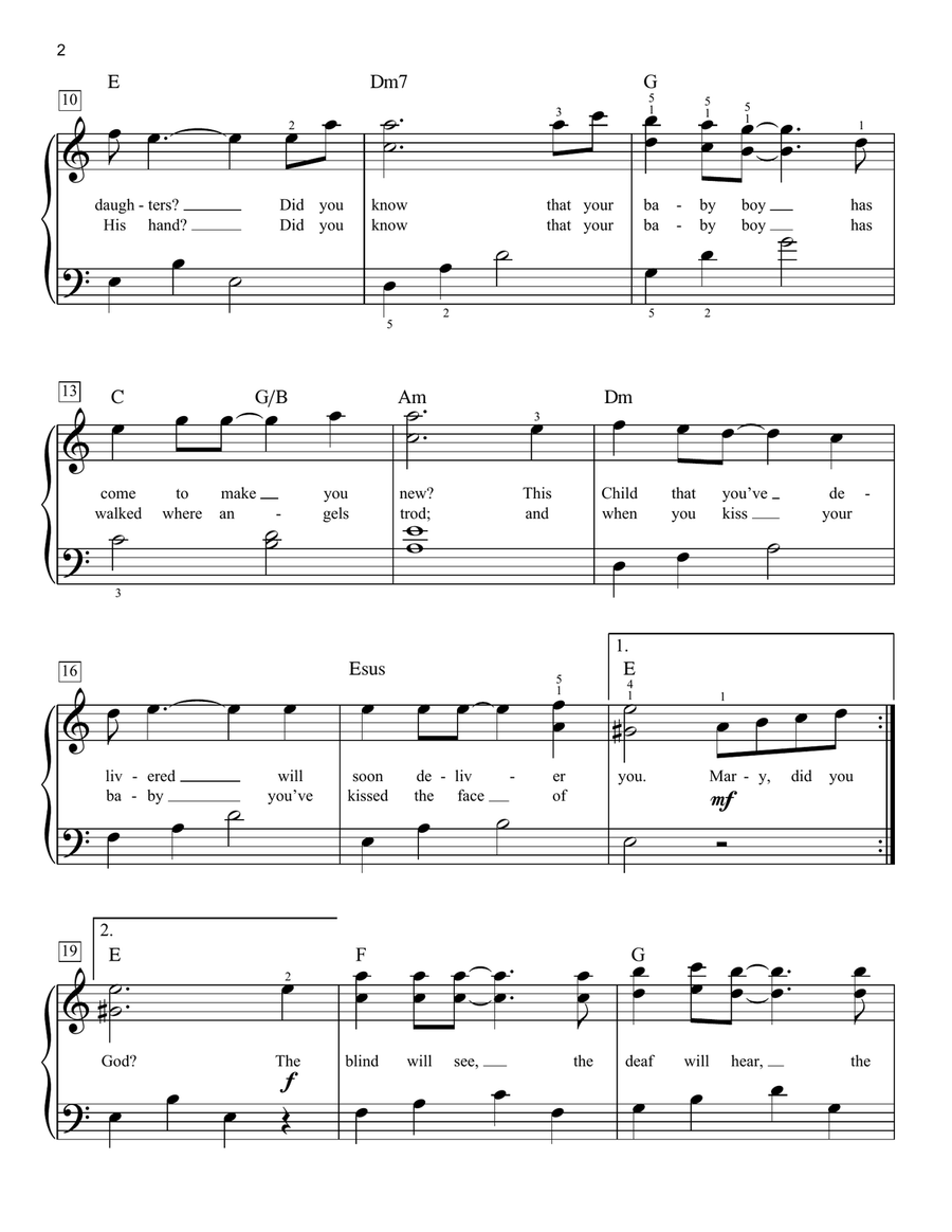 Mary, Did You Know? (arr. Phillip Keveren) Easy Piano scores gallery preview page 2
