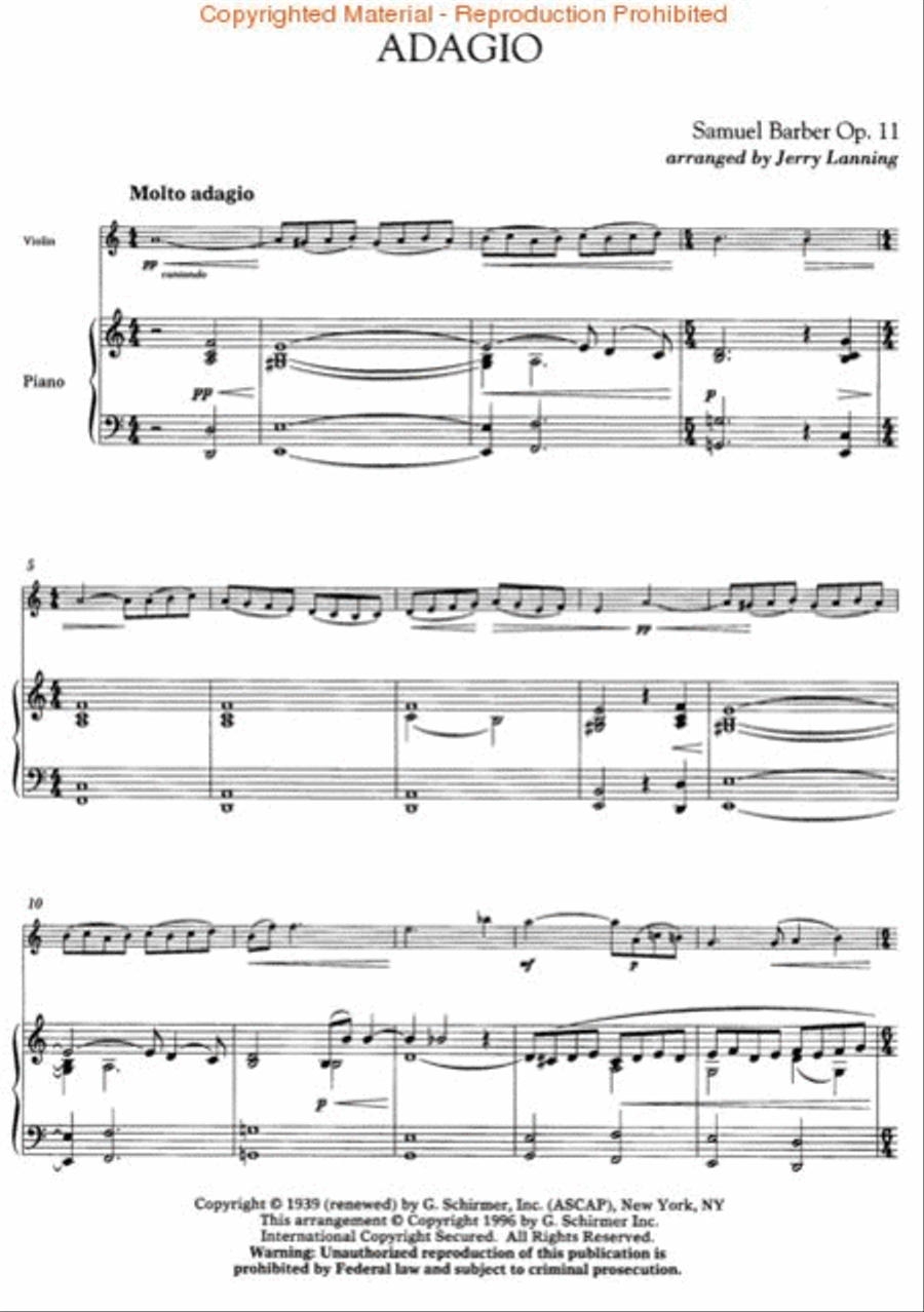 Adagio for Violin and Piano Violin Solo scores gallery preview page 3