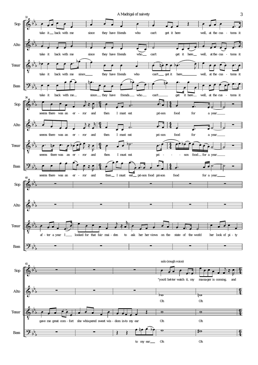 A madrigal of naivety (SATB version) 4-Part scores gallery preview page 3