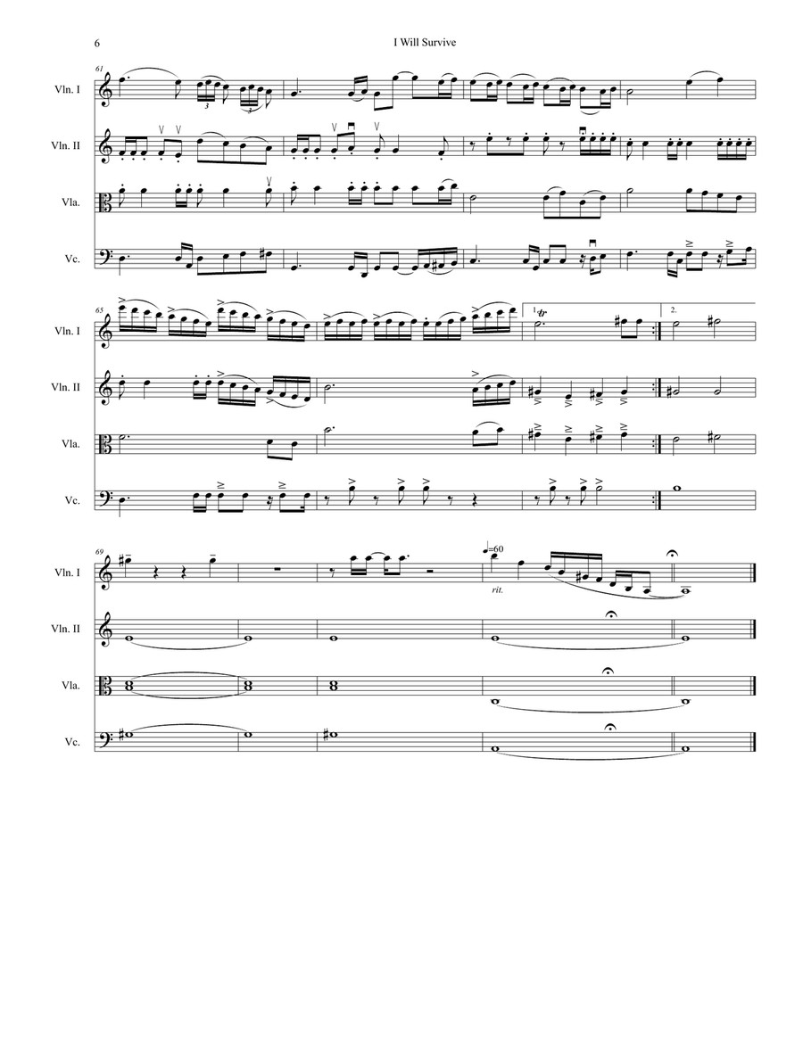 I Will Survive I Will Survive String Quartet scores gallery preview page 6