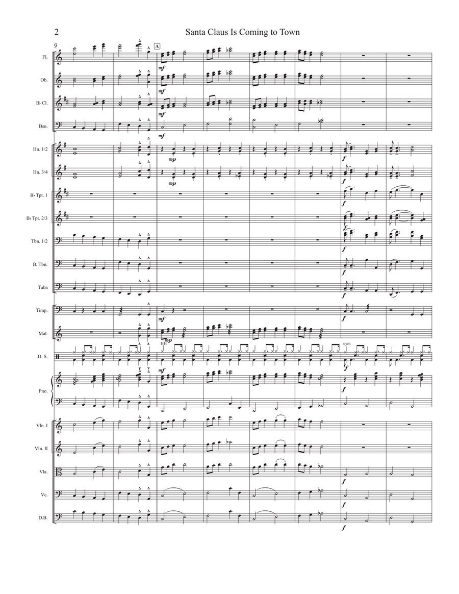 Santa Claus Is Coming To Town Full Orchestra scores gallery preview page 2