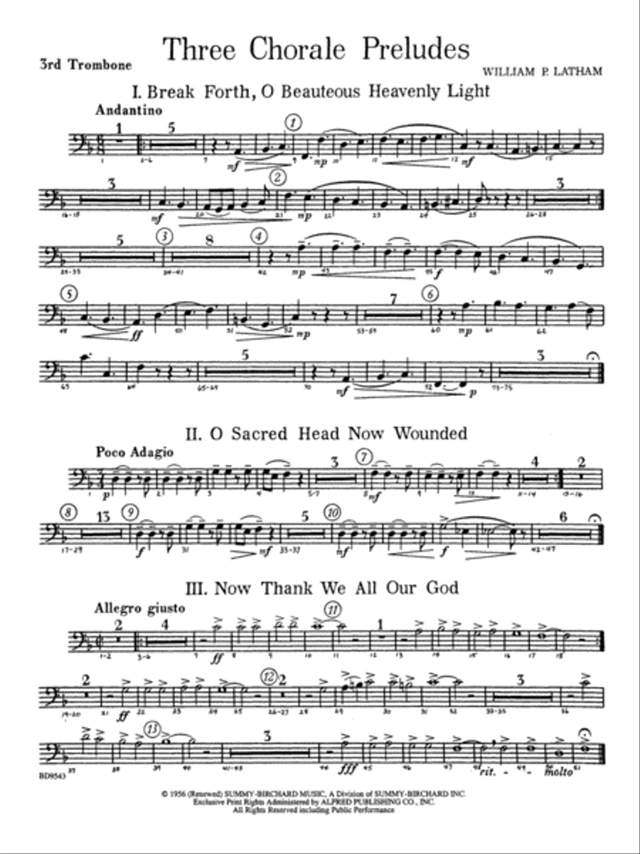 Three Chorale Preludes: 3rd Trombone Concert Band scores gallery preview page 1