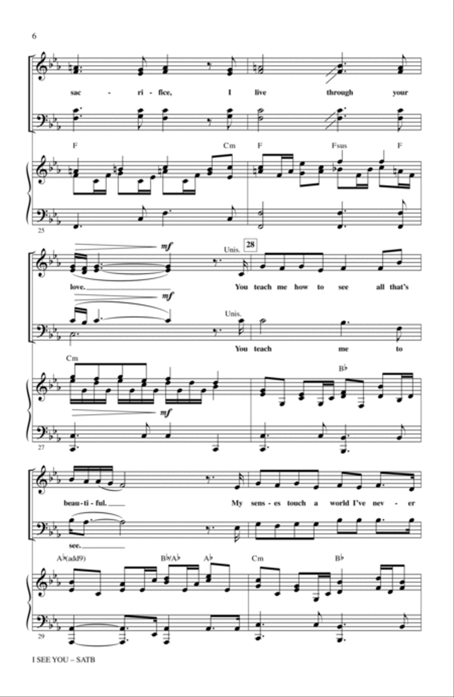 I See You (Theme from Avatar) 4-Part scores gallery preview page 5