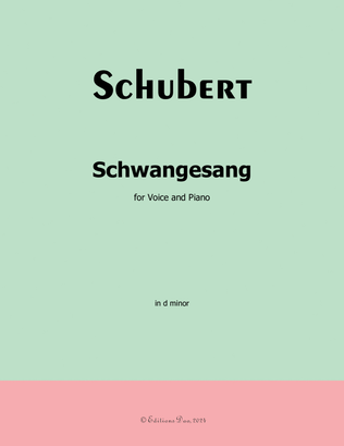 Book cover for Schwangesang, by Schubert, in d minor