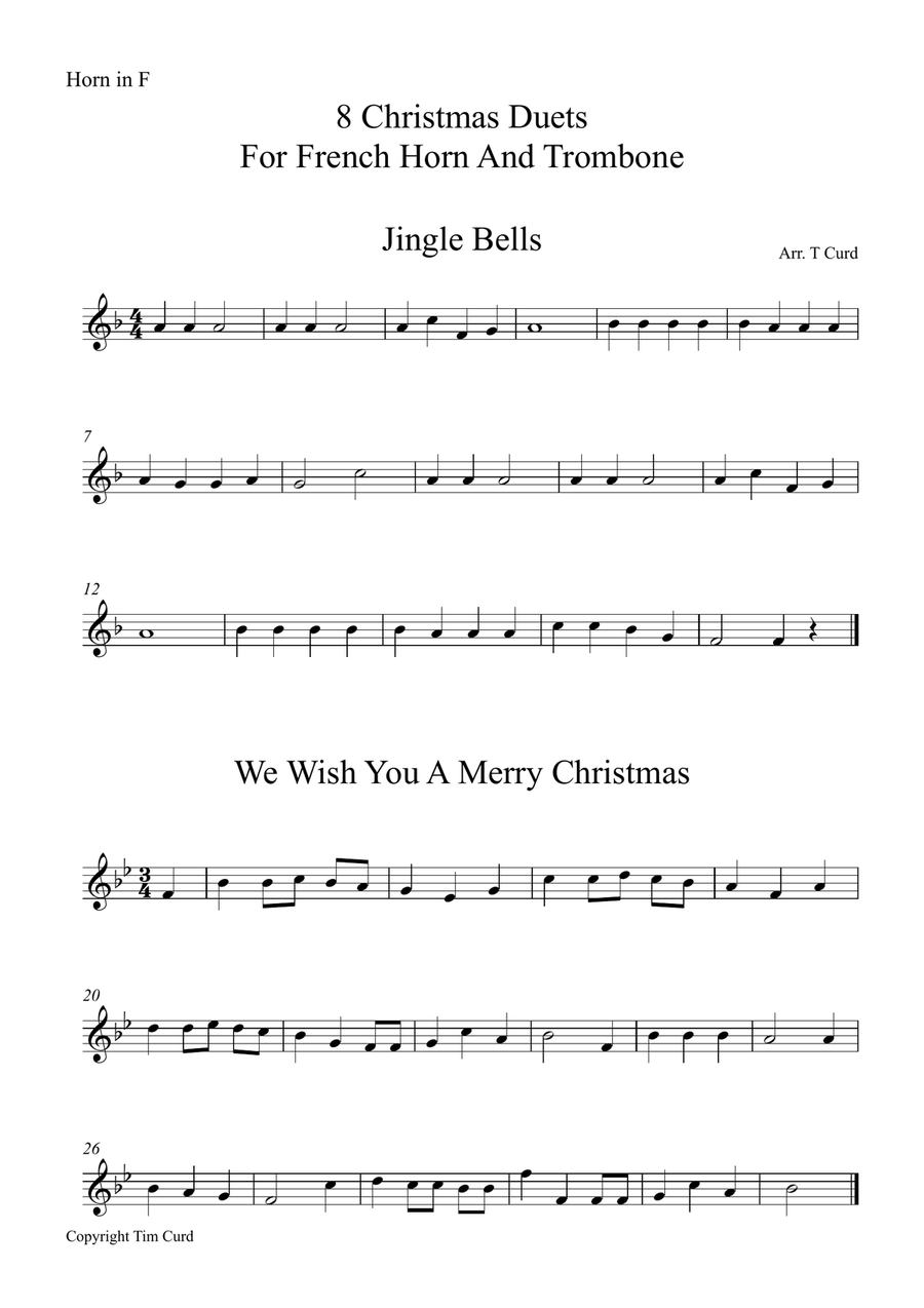 8 Christmas Duets For Horn in F and Trombone in C Brass Duet scores gallery preview page 5