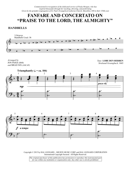 Fanfare and Concertato on "Praise to the Lord, the Almighty" - Handbells