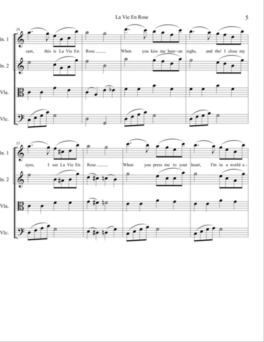 La Vie En Rose La Vie En Rose String Quartet scores gallery preview page 5