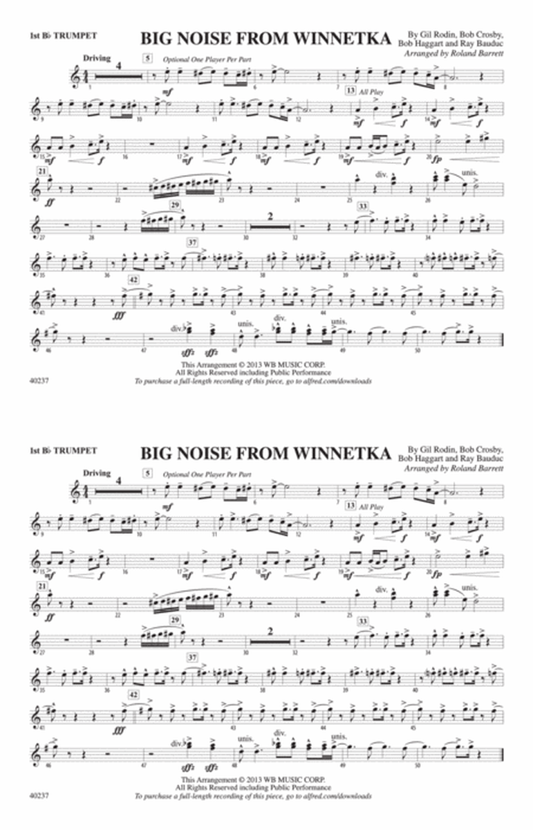 Big Noise from Winnetka: 1st B-flat Trumpet