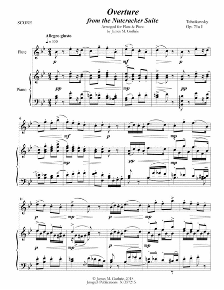 Tchaikovsky: Overture from Nutcracker Suite for Flute & Piano Flute Solo scores gallery preview page 2