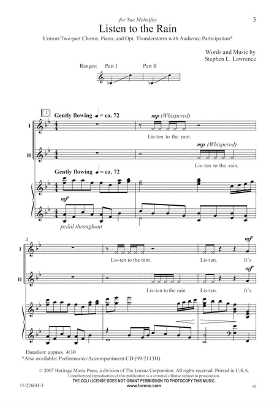 Listen to the Rain Listen to the Rain Unison Choir scores gallery preview page 3