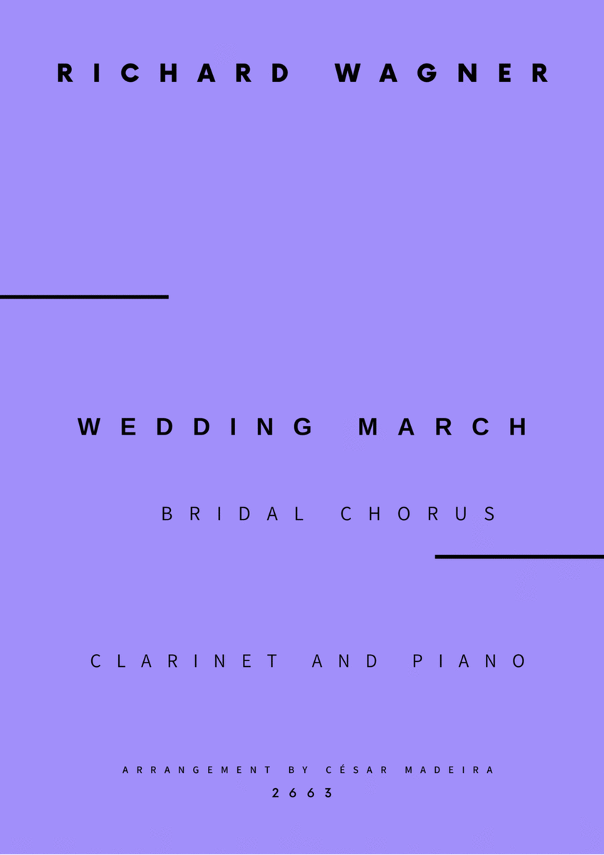 Wedding March (Bridal Chorus) - Bb Clarinet and Piano - W/Chords (Full Score and Parts) image number null