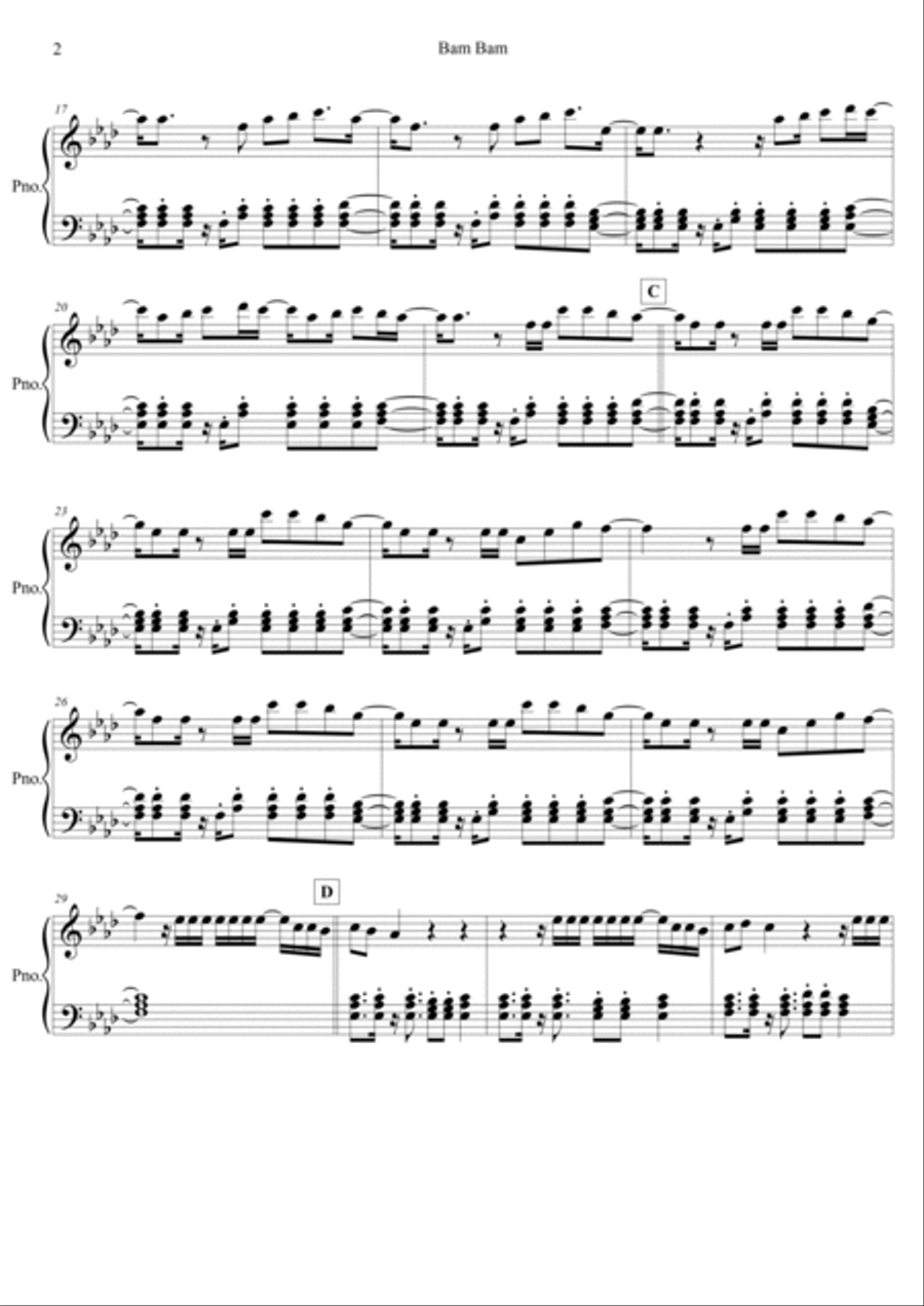 Bam Bam Piano Solo scores gallery preview page 3