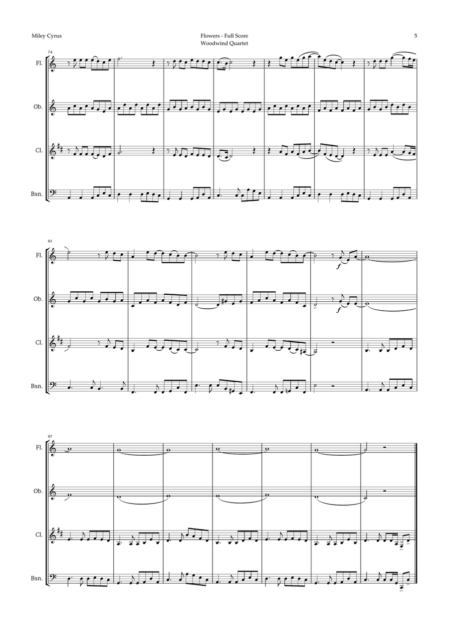 Flowers Woodwind Quartet scores gallery preview page 5