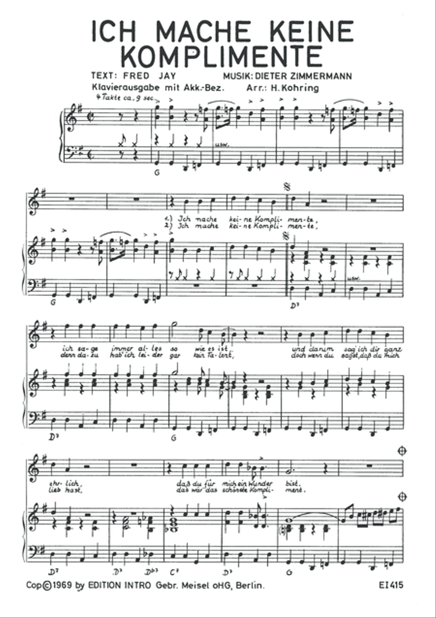 Ich mache keine Komplimente Piano, Vocal scores gallery preview page 3