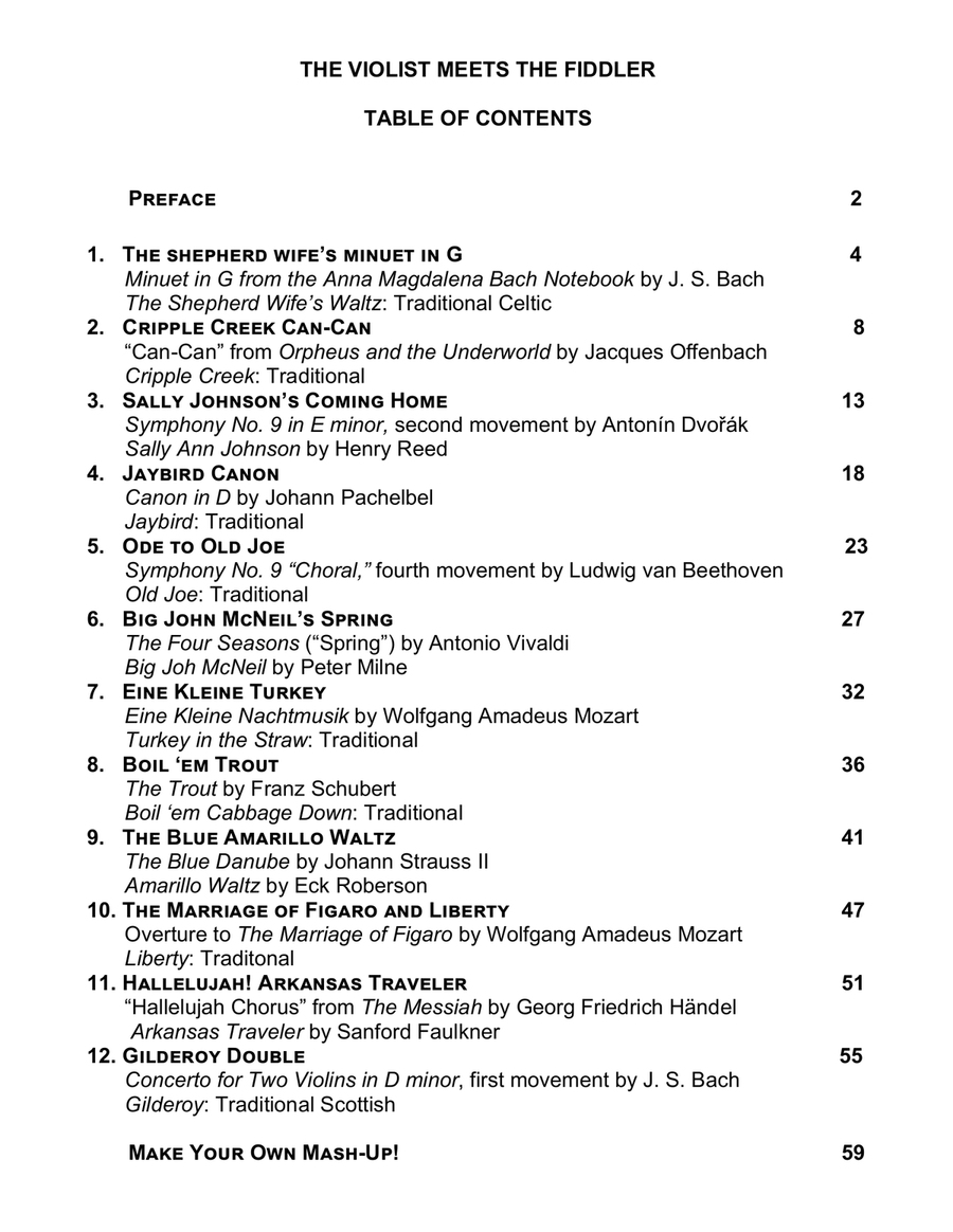 The Violist Meets the Fiddler: 12 Violin & Viola Duet Mash-Ups of Popular Classical and Fiddle Tunes String Duet scores gallery preview page 4