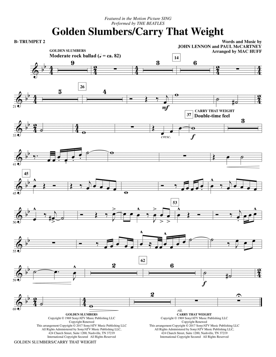 Golden Slumbers/Carry That Weight (from Sing) (arr. Mac Huff) - Bb Trumpet 2
