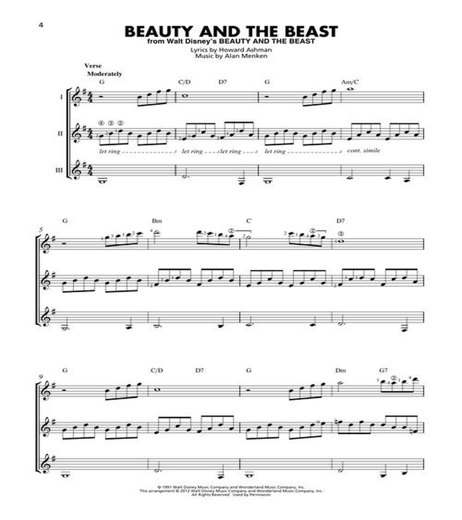 Disney Songs Guitar Ensemble scores gallery preview page 5