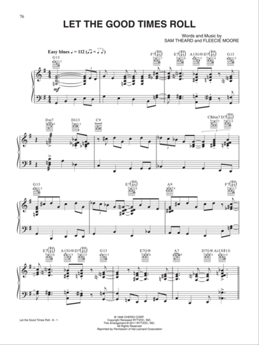 Let the Good Times Roll Piano, Vocal, Guitar scores gallery preview page 1