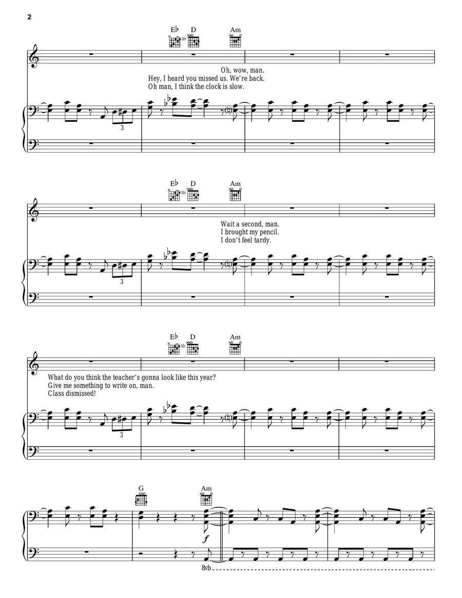 Hot For Teacher Hot For Teacher Piano, Vocal, Guitar scores gallery preview page 2