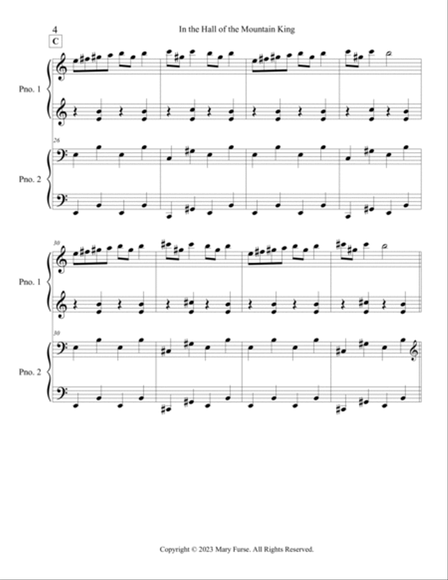 In the Hall of the Mountain King 1 Piano, 4-Hands scores gallery preview page 4