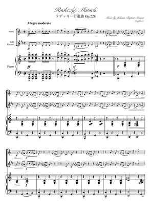 "Radetzky Marsch" (Ddur) Piano trio / violin & clarinet