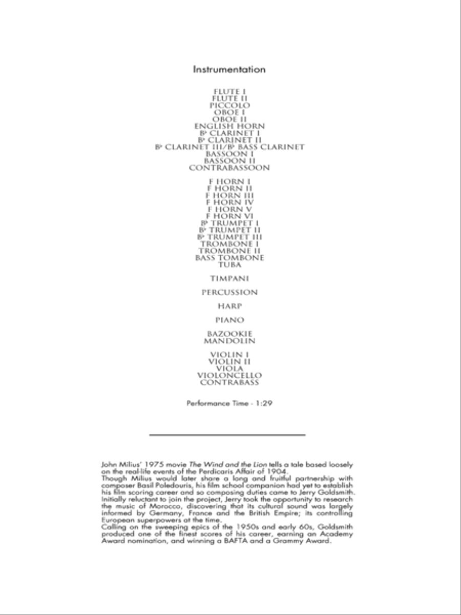 The Wind And The Lion - Score Only Full Orchestra scores gallery preview page 2