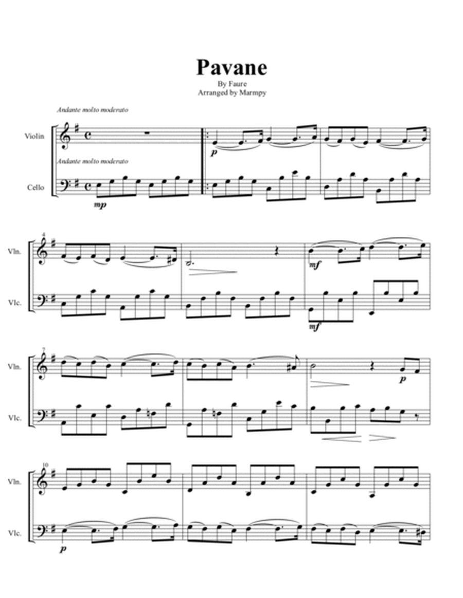 Pavane (arranged for String Duet_ image number null