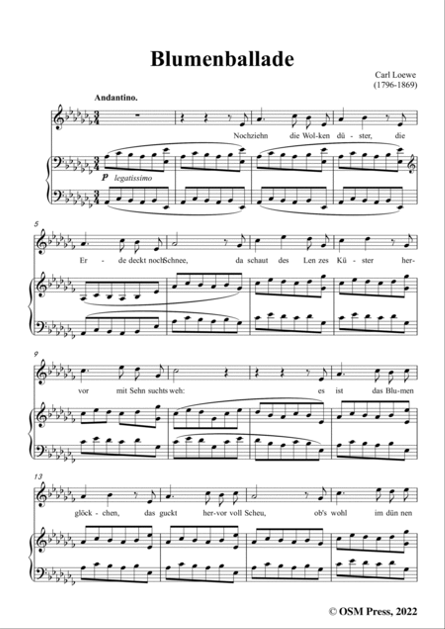 Loewe-Blumenballade,in a flat minor,for Voice and Piano Voice Solo scores gallery preview page 3