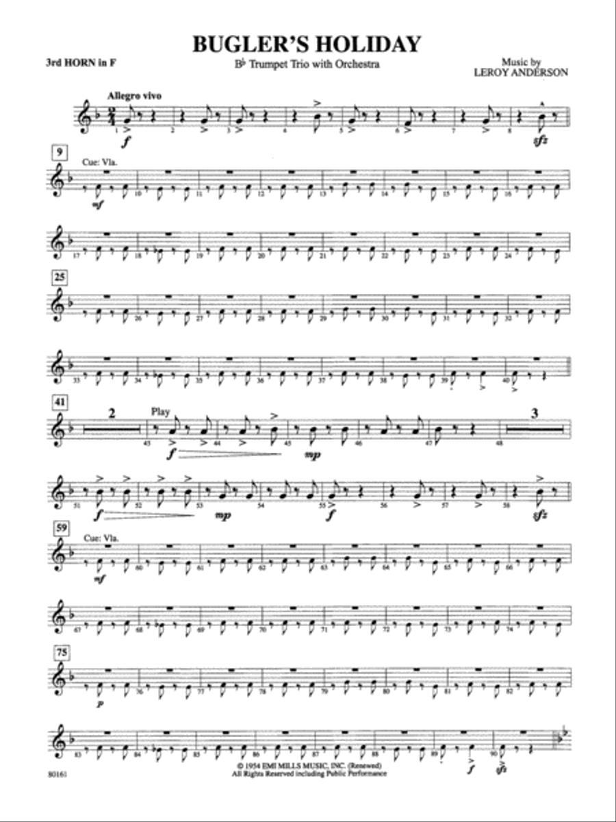 Bugler's Holiday: 3rd F Horn Full Orchestra scores gallery preview page 1
