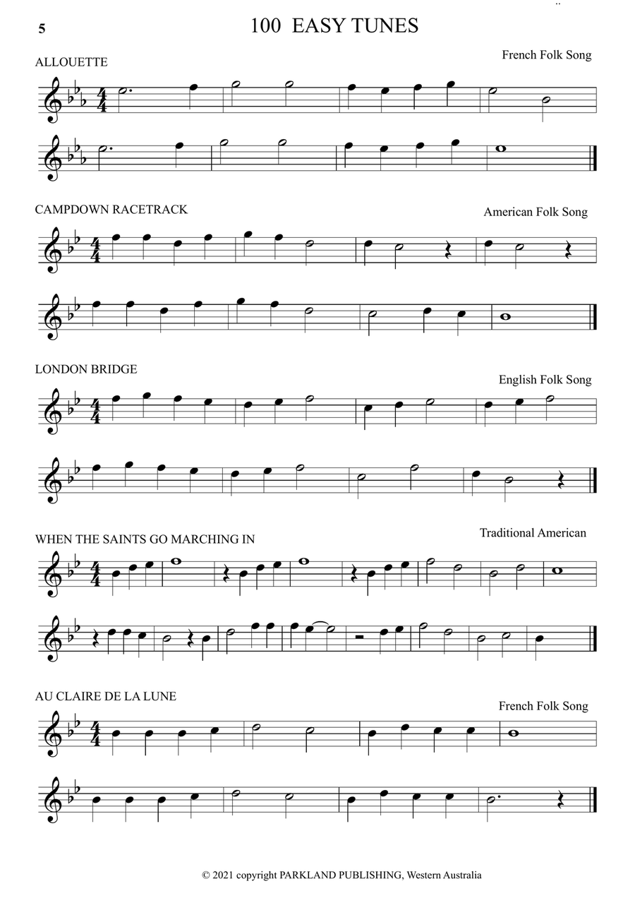 A LEARN TO PLAY book of 100 EASY TUNES and TEN EASY DUETS, Beginner, VIOLIN in TREBLE CLEF. String Duet scores gallery preview page 5