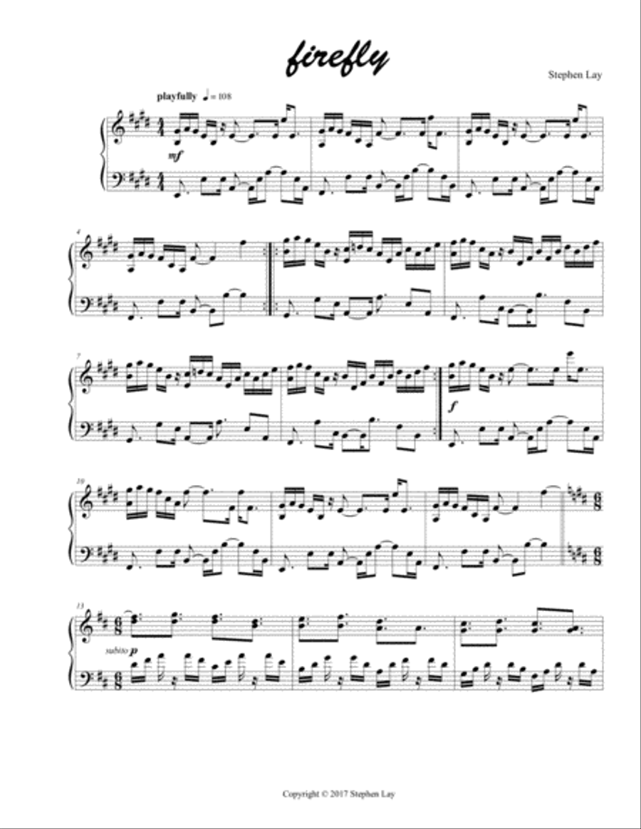 firefly Piano Solo scores gallery preview page 1
